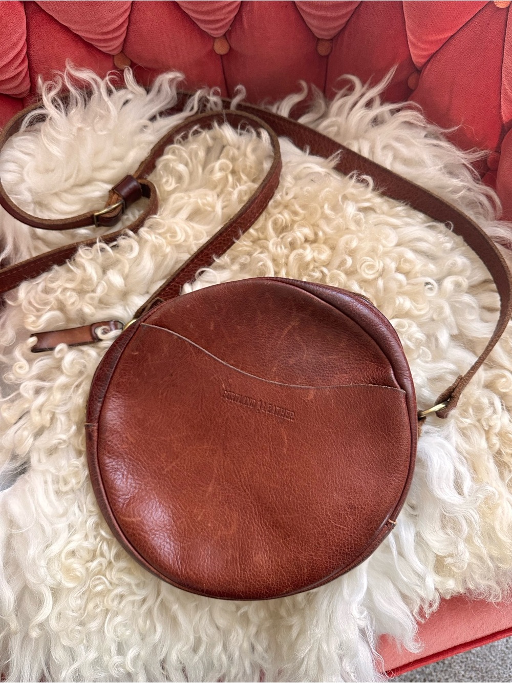 Portland Leather Round Crossbody Bag